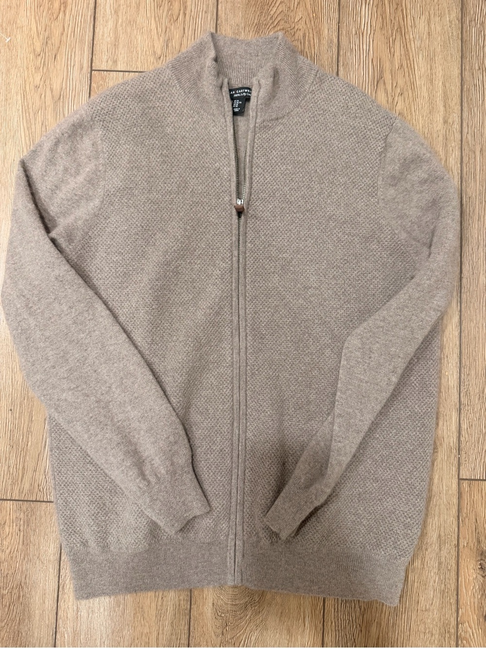 Men's Full-Zip Knit Cashmere Sweater Jacket - Taupe
